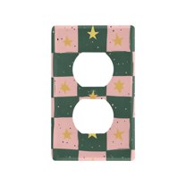Yayeee Duplex Wall Plate 1-Gang 4.5"x2.7" Home Receptacle Light Switch Decorative Outlet Cover, Pink Abstract