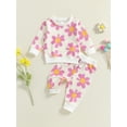 thumbnail image 2 of FEORJGP Little Girl 2 Piece Casual Outfits 6M 12M 18M 2T 3T 4T Toddler Track Suits Long Sleeve Pullovers Flower Print Sweatshirts Crew Neck Tops SweatCute Comfy Daily Clothes for Spring Fall, 2 of 7