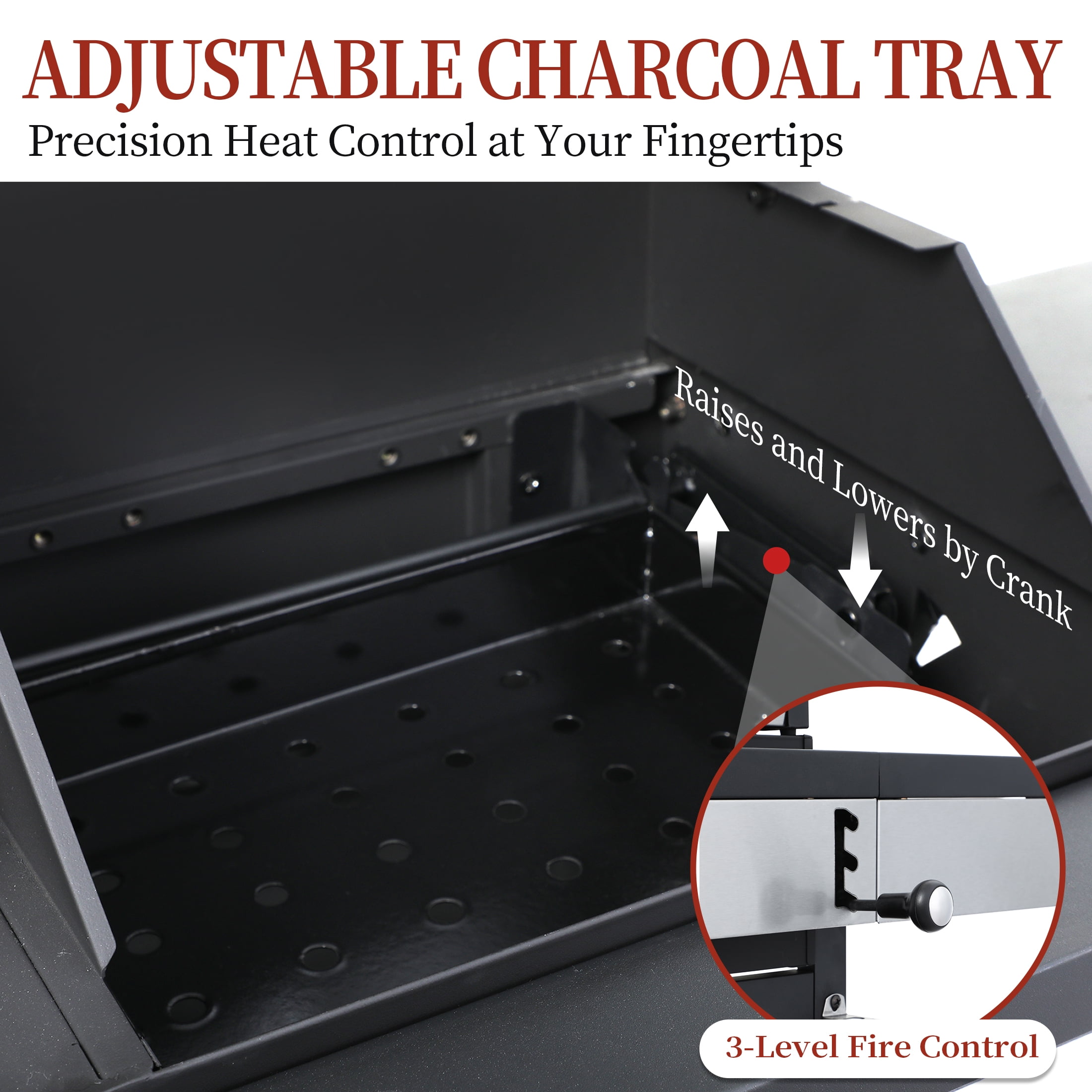 CIG GARDEN 3 Burner Propane Gas and Charcoal Grill Combo with Side Burner,41,500 BTU Dual Fuel Bbq with Dual Lids for Outdoor Barbecue