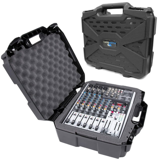 CASEMATIX 17" Hard Shell Audio Mixer Travel Case Compatible avec Behringer Xenyx X1204USB, 1204USB, QX1204USB, Q1204USB, 1202FX, 1202, 802, Q802USB, QX1202USB, QX1002USB, 1002B, Q1202USB