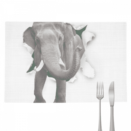 

Animal Paper Breaks Impact Elephants Placemat Pad Kitchen Woven Heat Resistant Cushion Rectangle