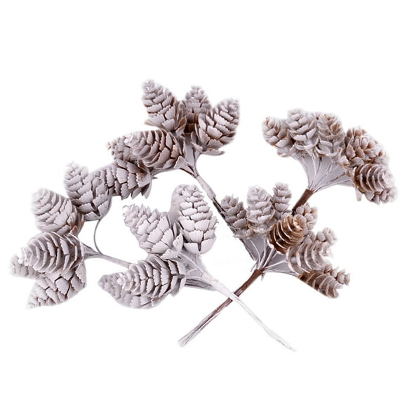 5 Bunch Christmas Fake Pine Cone Pick Faux Pine Cone Stem Xmas Decoration