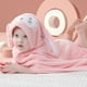 thumbnail image 1 of Toalla de baño para bebé de terciopelo de coral, toalla con capucha, chal de albornoz para bebé, albornoz suave de secado rápido absorbente para bebé, rosa, 1 of 7