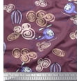 thumbnail image 1 of Soimoi Rayon Crepe Fabric Clouds,Hot Air Balloon & Helicopter Transport Printed Fabric 1 Yard 46 Inch Wide, 1 of 1