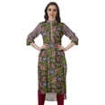 thumbnail image 1 of Moomaya Cotton Knee Length Kurta Summer Printed Roll Up Sleeves Kurtis For Women, 1 of 6