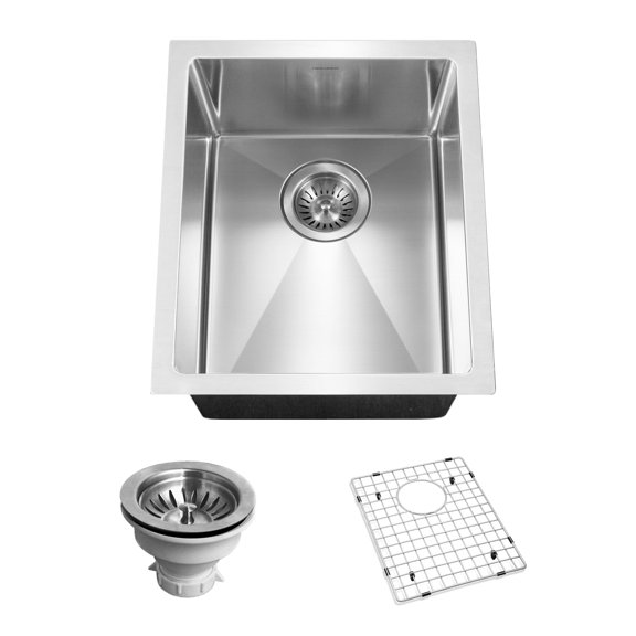 Houzer CNB-1200 Savior 12" Stainless Steel Undermount Kitchen Bar Sink with Strainer Grid
