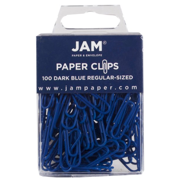 JAM Standard Paper Clips, Dark Blue, 2/Pack, Small 1 Inch
