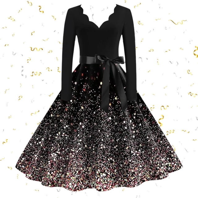 Vestidos de Lino Para Mujer Vestido Para Mujer Moda Manga Larga Cuello En V Fiesta de Noche de Navidad Fiesta de Graduación Vestido de Playa