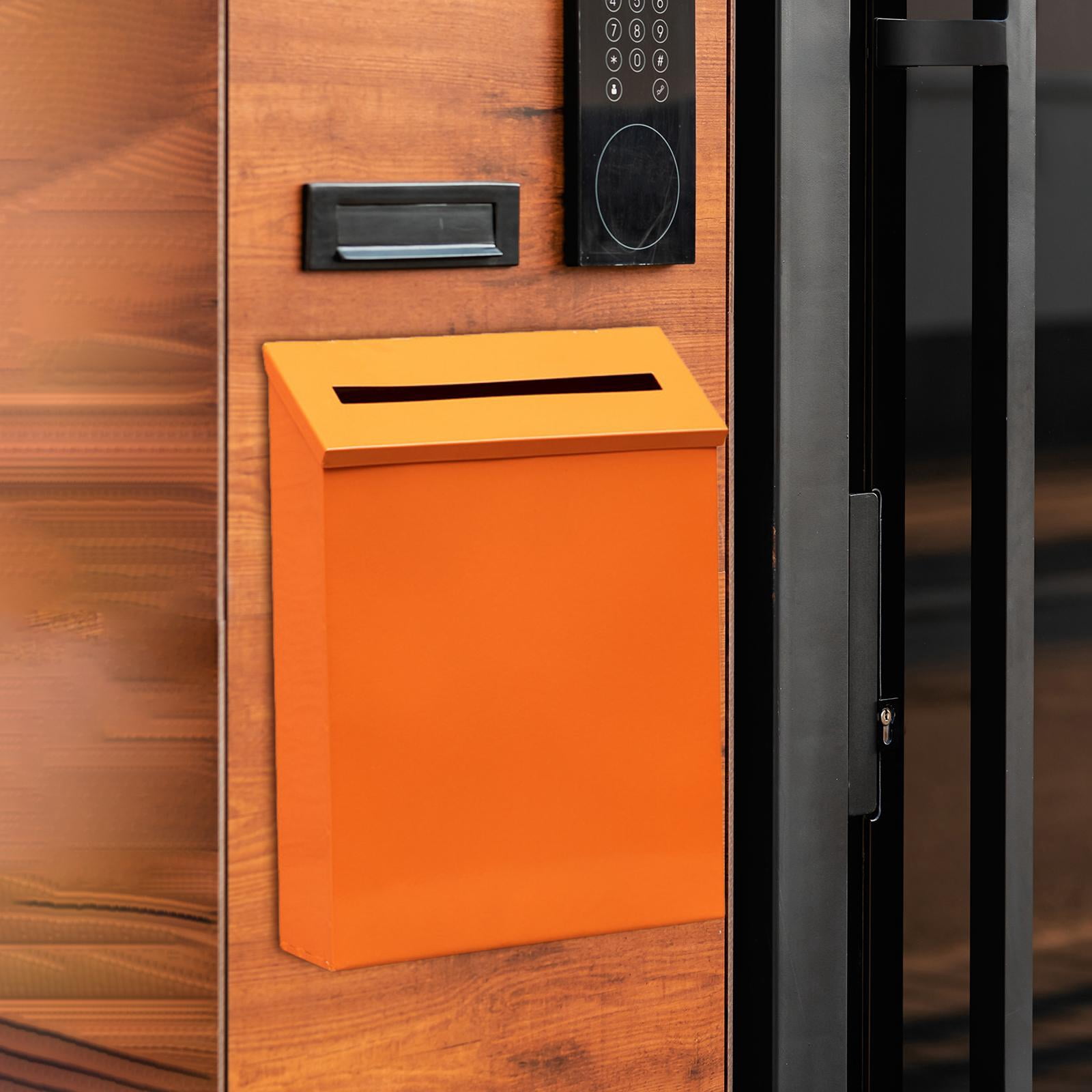 Wall Mount Mailbox Metal Postbox Newspaper Holder Box for Outside Front Door Orange