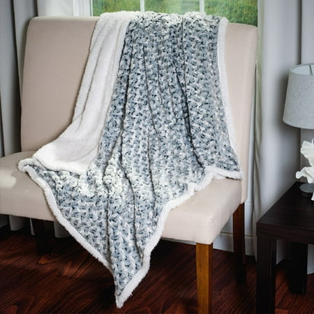 Somerset Home Plush Flower Fleece Sherpa Throw Blanket - Black