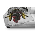 thumbnail image 3 of Skull Soft Flannel Fleece Throw Blanket, Skull Sketch with Feathers and Veil American Work of Art Print, Cozy Plush for Indoor and Outdoor Use, 50" x 70", Red Grey Yellow, by Ambesonne, 3 of 6