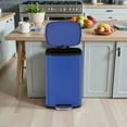 thumbnail image 4 of YEXJ 13 Gallon (50L) in Home Recycling Bin Kitchen Stainless Steel Recycling Bin with Lid Removable Inner Bucket Foot Pedal Soft Close for Office Home Kitchen Garbage Can Trash Bin-13 G-Deep Blue, 4 of 8