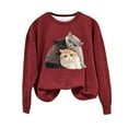 thumbnail image 2 of CLOISE Women Sweatshirt Graphic Oversized Sweatshirts Crewneck Long Sleeve Hoodies Shirts Red Drop Shoulder Basic Blouses Fall Fashion Y2k Clothes L, 2 of 4