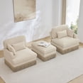 thumbnail image 4 of Chenille Leopard Print Loveseat Sofa with Tassel Edge & Movable Ottoman - Modern Modular Couch, Ergonomic Deep Seat Design, Easy Assembly for Living Room, Beige Coffee, 4 of 18