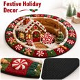 thumbnail image 2 of Round Christmas Area Rug 3D Optical Illusion Floor Mat with Non Slip Backing Christmas Cottage Soft Washable Carpet for Holiday Home Room Decor Festive Ornaments Display Decoration under Tree, 2 of 4