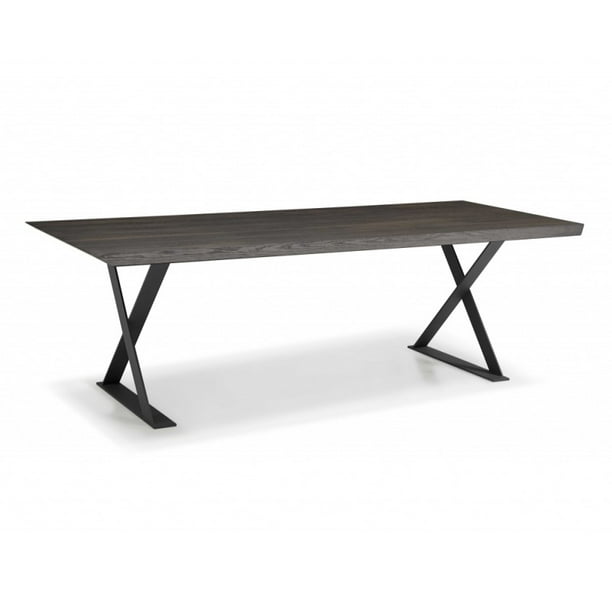 Dining Table, Oak Veneer, Wash Grey Oak Veneer, Metal Legs.