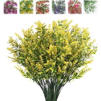 Sinhoon 8 Bundles Artificial Lavender Flowers for Outdoor Decoration, UV Resistant Fake Shrubs Greenery Bushes House Office Garden Patio Indoor Outdoor Decor (Yellow)