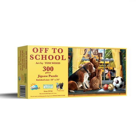 SUNSOUT INC - Off to School - 300 pc Jigsaw Puzzle by Artist: Tom Wood - Finished Size 18" x 24" - MPN# 29746