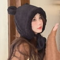 thumbnail image 6 of iHPH7 Bear Hat Winter Hats for Women Cold Weather Russian Hat Fuzzy Hat Beanie with Pom Fuzzy Beanie Ear Warmers Black One Size, 6 of 7