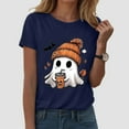 thumbnail image 2 of guuuGxd Womens Halloween Tshirt Fall Pumpkin Halloween Shirts Women Cute Autumn Graphic Tees Tops Navy,M, 2 of 5