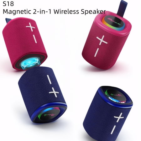 Magnetic 2-in-1 Bluetooth Speaker 20W Portable Wireless Stereo Sound 4000mAh TF Card/AUX RGB Lights for Home Outdoor Travel Gift