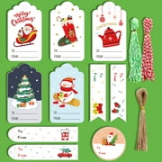 150 Pieces Christmas Packing Bags Hanging Tags with Ropes Kraft Paper Labels DIY Decoration Winter Festival Wrapping Accessories MC1-23