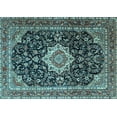 thumbnail image 1 of Ahgly Company Indoor Rectangle Medallion Light Blue Traditional Area Rugs, 2' x 4', 1 of 4