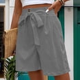 thumbnail image 4 of Iyufng Shorts for Women Plus Size Shorts,Women's Casual Shorts with Elastic Waist Tether Solid Color Straight Leg Short Pants, 4 of 7