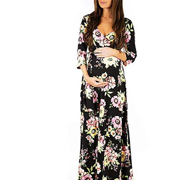 TIMIFIS Maternity Dress Woman Print Wrap Maternity Dress Adjustable Belt Multi-function Pregnant Dress Maternity Photoshoot Dress - Baby Days