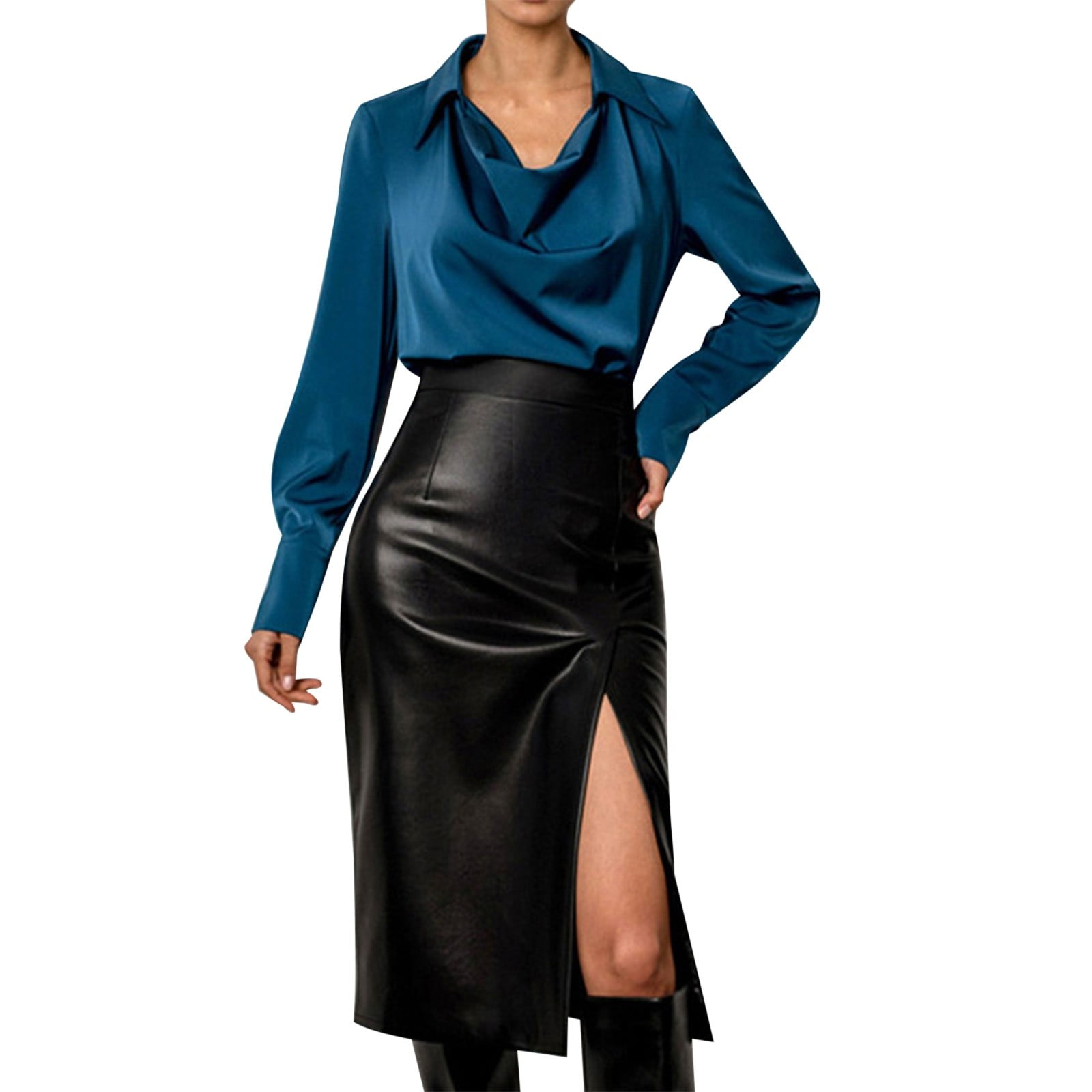 High waisted skirt leather best sale
