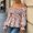 Pink, variant on Off The Shoulder Peplum Blouses for Women Floral Puff Long Sleeve Smocked Waist Tops Boho Vacation Flowy Shirts