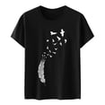 thumbnail image 4 of Baqcunre Graphic Tees For Women Ladies Feather Print Pattern Round Neck Short Sleeve Tshirt Top T Shirts For Women Going Out Tops Black S, 4 of 4