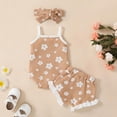 thumbnail image 4 of SILVERCELL Newborn Baby Girl Floral Summer Short Sets, Strap Onesie Top Ruffle Blommer Shorts Headband 3PC Cute Infant Outfits 0-18 Months, 4 of 10