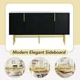 thumbnail image 7 of 60" Sideboard Buffet Cabinet, Entryway Control Table with 4 Doors, Adjustable Shelf, Gold Metal Handles and Legs, Modern Credenza Storage Cabinet for Dining Room Living Room Bedroom Hallway, Black, 7 of 7