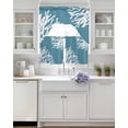 thumbnail image 3 of Teal Blue Coral Coastal Swag Kitchen Curtains Sets for Windows 24 Inch Length, Nautical Ocean Summer Beach Short Window Curtain Panels Swags Valances and Tiers 3 Piece Set for Cafe/Dining Room, 3 of 5