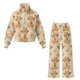 thumbnail image 7 of Renewold 2 Piece Lounge Sets for Women Workout Pants with Pockets High Neck Sweatshirts Set Animal Pattern Trendy Track Suit Airport Outfits Women's Activewear, Giraffe Floral Print, L, 7 of 7