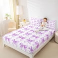 thumbnail image 4 of Feelyou Bowknot Teens Queen Sheet Sets, Purple Watercolor Bow Bed Set, 4 Pieces, 4 of 7