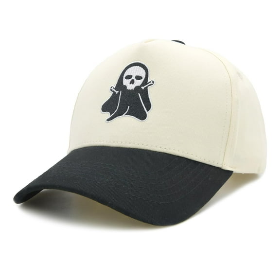Waldeal Ghost Trucker Hat for Men & Women, Spooky Halloween Hat, Vintage Two-Tone Cotton Adjustable Snapback Cap