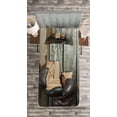 thumbnail image 3 of Ambesonne Brown Quilted Bedspread Set 2 Pcs, Vintage Boxing Gloves, Twin Size, Brown, 3 of 3