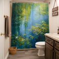thumbnail image 3 of Green Blue Pond Shower Curtain - Water Repellent Fabric Shower Curtains Washable, Vibrant Oil Painting Cottagecore Decorative Polyester Cloth Bathroom Curtains Modern Bath Decor 36"x72", 3 of 8