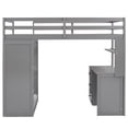 thumbnail image 6 of Twin Size Wooden Loft Bed with Storage Shelves, Drawers, Built-in Desk,and Wardrobe, Full-length Guardrails, Gray, 6 of 9