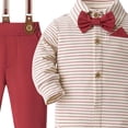 thumbnail image 4 of GCETTIC Baby Boy Clothes Set Infant Gentleman Outfits Romper Bearer Beret Hat Suspenders Bowtie Suits Watermelon Red 18M, 4 of 4