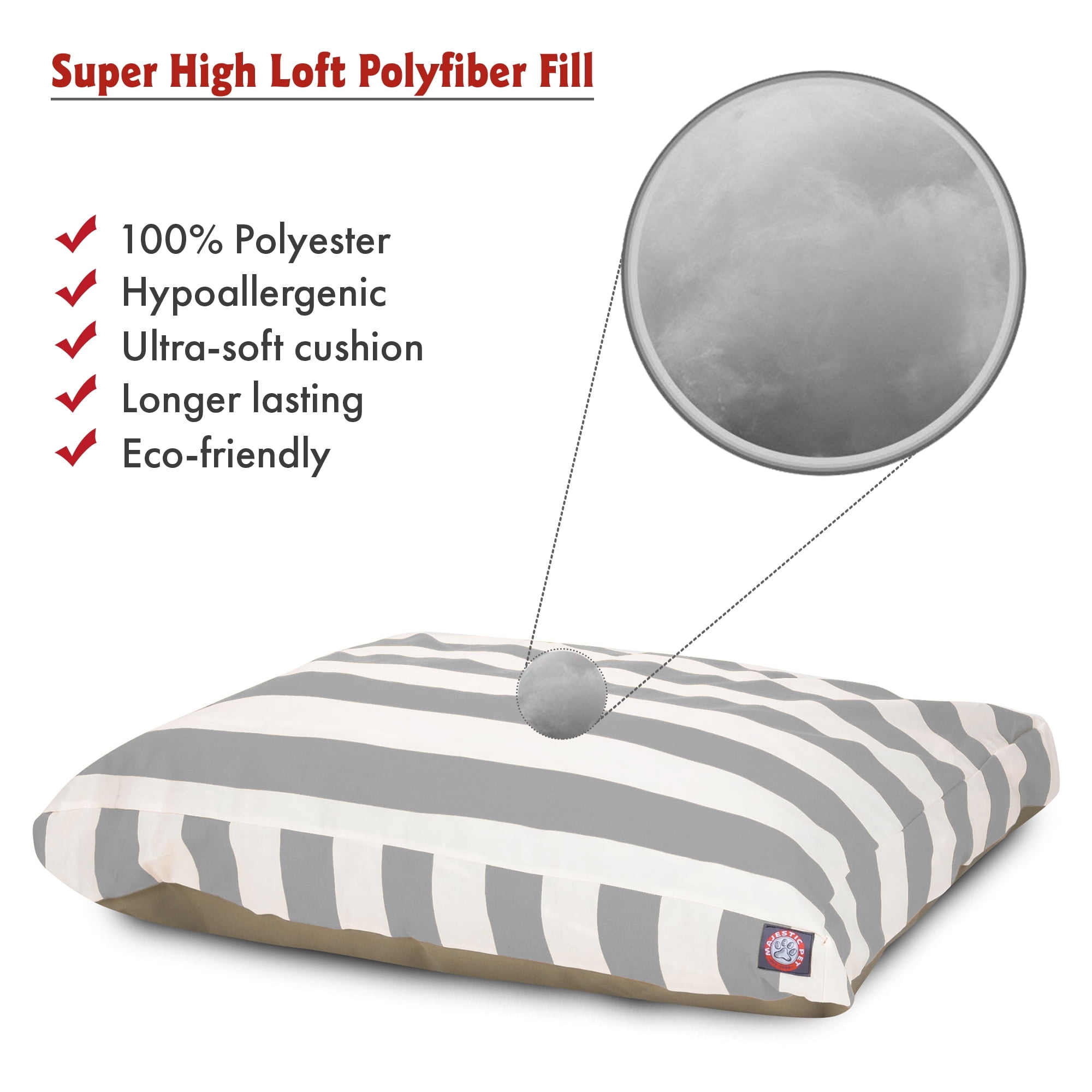 Majestic Pet | Vertical Stripe Rectangle Pet Bed For Dogs, Removable Cover, Gray, Small