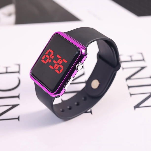 Reloj electrónico cuadrado con LED galvanizado para estudiantes de primaria y secundaria, reloj con gafas de sol para parejas de adultos