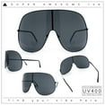thumbnail image 4 of XXL Oversized Metal Rim Curved Monolens Shield Racer Sunglasses All Black, 4 of 9