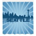thumbnail image 2 of Ambesonne Seattle Skyline Shower Curtain, Shadowy Silhouette, 69"Wx70"L, Sky Blue and Dark Blue, 2 of 4