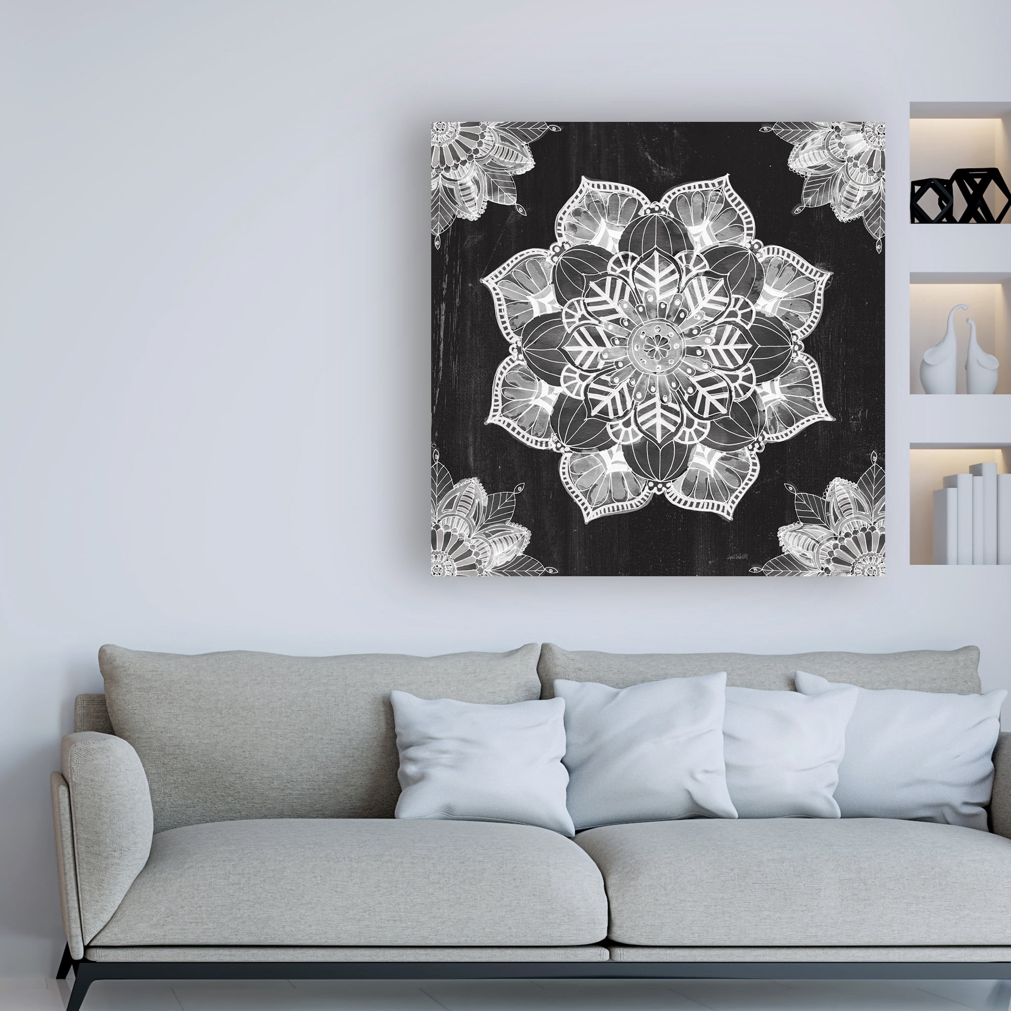 Trademark Fine Art 'Mandala Morning V BW' Canvas Art by Anne Tavoletti
