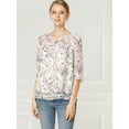 thumbnail image 3 of BluCasual De GaCon Estampado Floral De Man3/4 Con Volantes PaMujer Blanco XS, 3 of 6