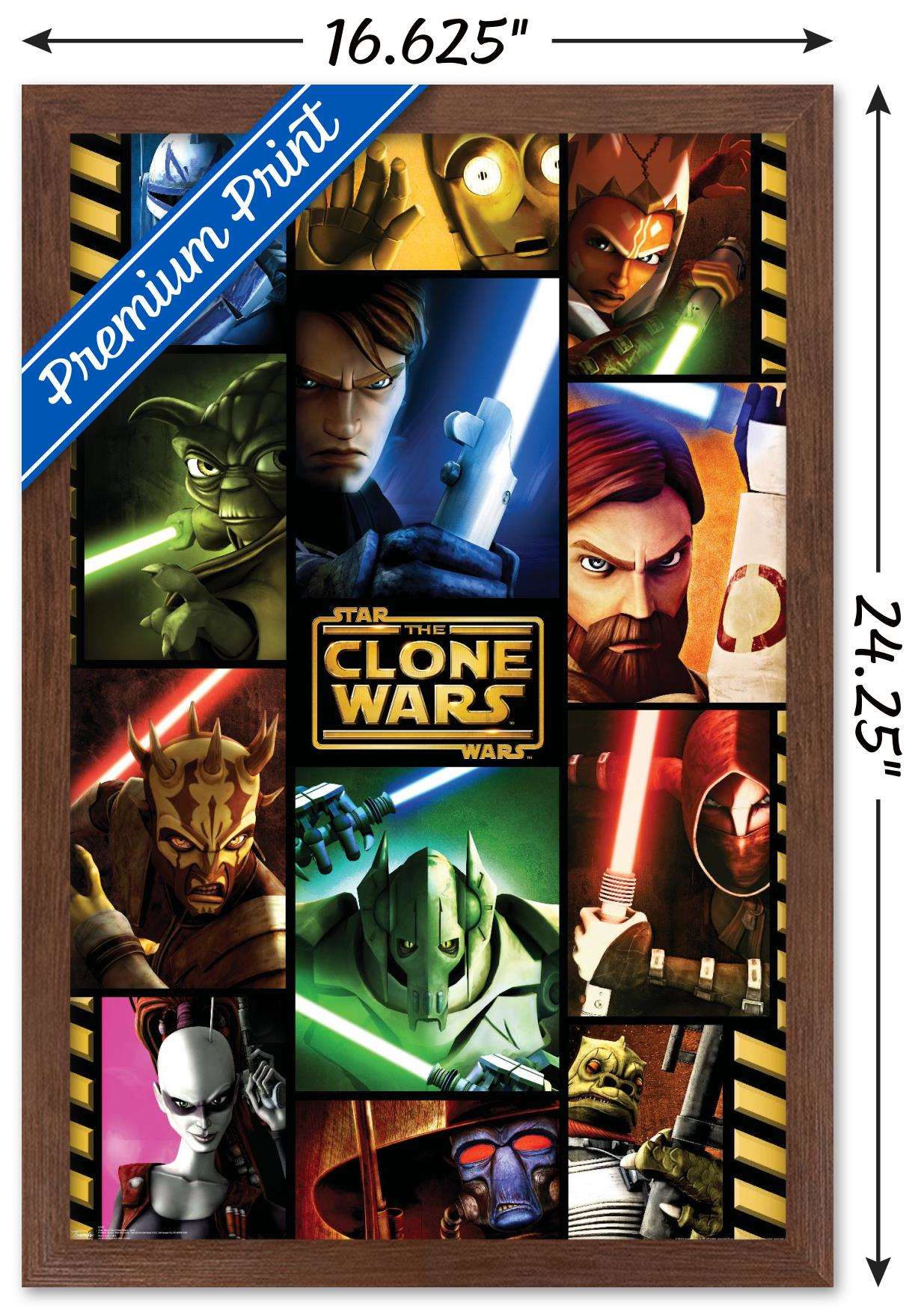 Star Wars: The Clone Wars - Grid Wall Poster, 14.725" x 22.375", Framed