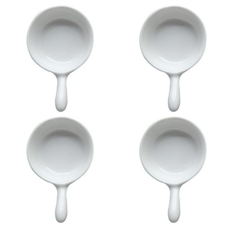 

4Pcs Ceramic Sauce Cup Handled Sauce Dish Dinner Table Seasoning Holder (White)